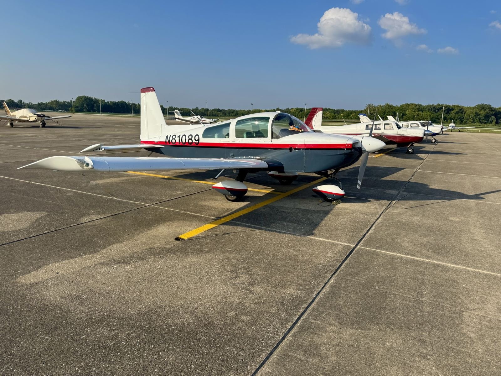 N81089 tied down on the ramp